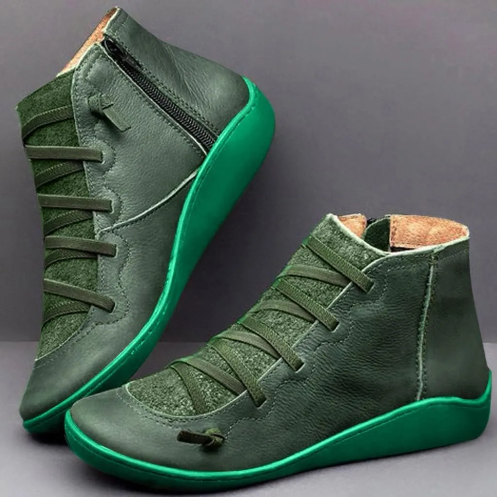 Cathalem Ankle Boots for Women Arch Support Low Heel Fashion Lace Up Zipper Booties Cowboy Cowgirl Walking Short Bootie