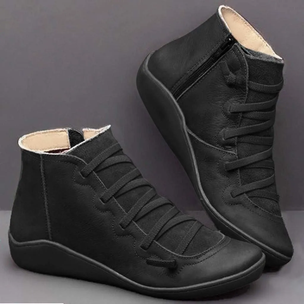 Cathalem Boots for Women Arch Support Womens Fashion Lace Up Zipper Booties Cowboy Cowgirl Walking Short Bootie