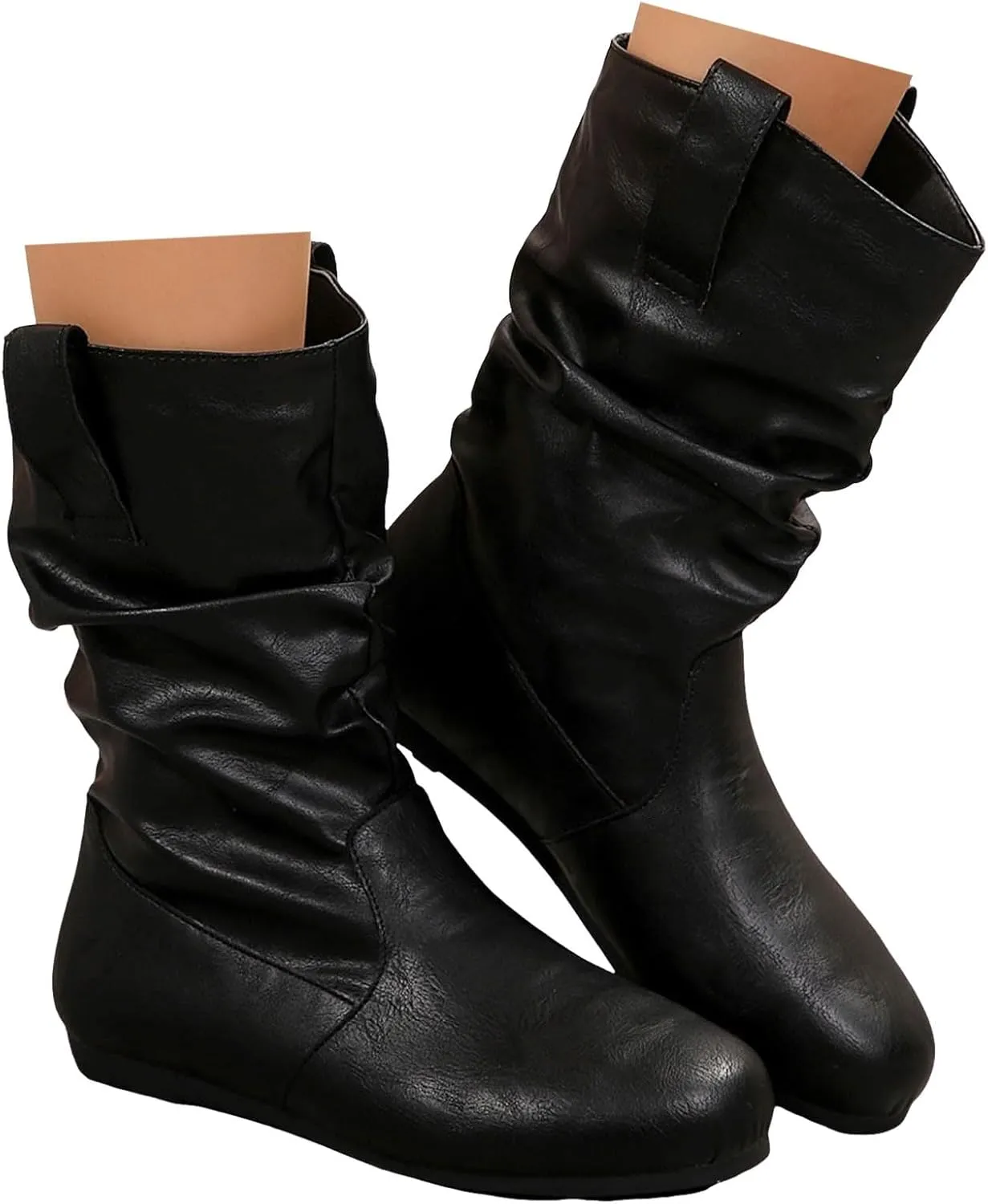 Cathalem Cowgirl Boots for Women, Women's Western Cowboy Boots Modern Round toe Chunky Heel Cowgirl Boots with Pull On Tabs