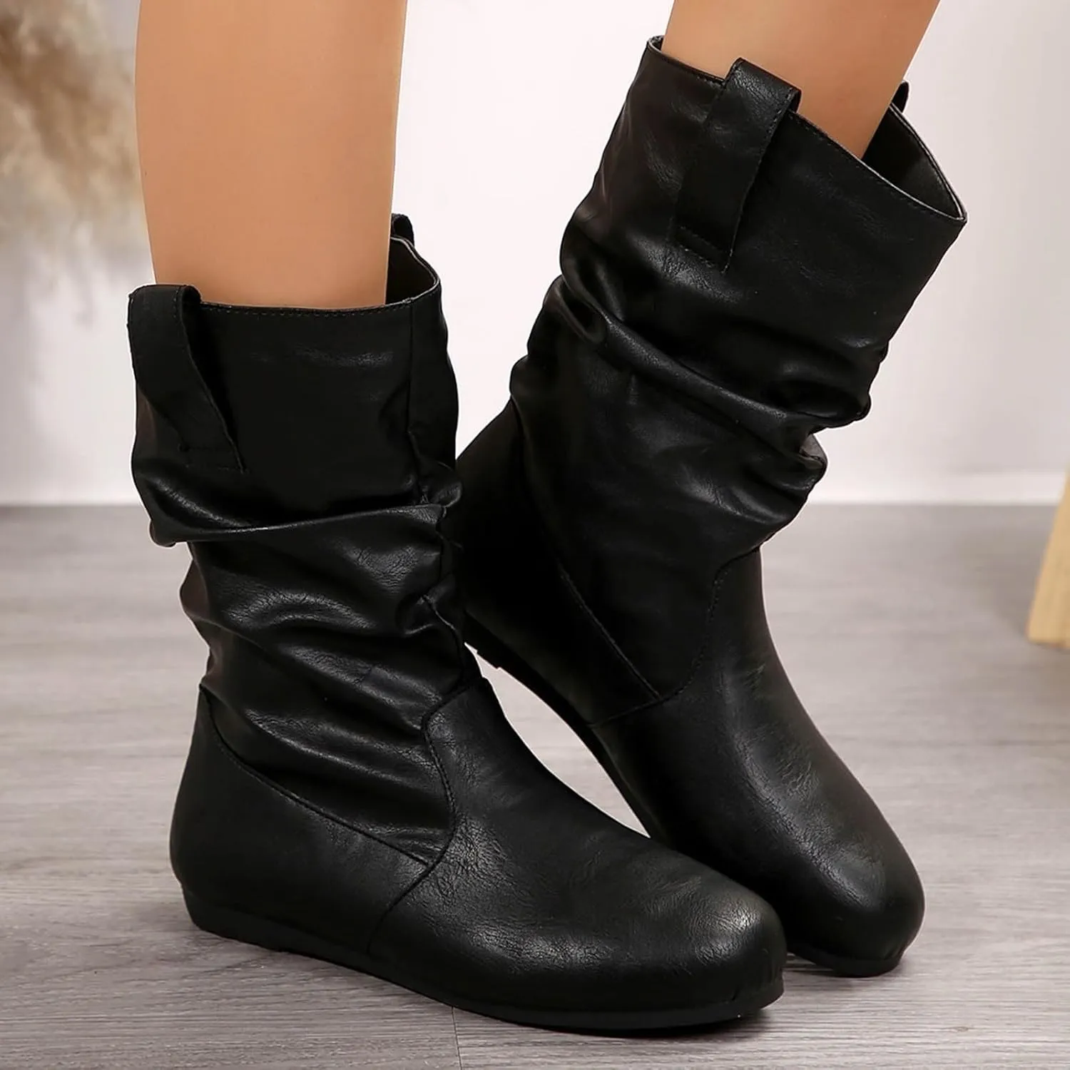 Cathalem Cowgirl Boots for Women, Women's Western Cowboy Boots Modern Round toe Chunky Heel Cowgirl Boots with Pull On Tabs