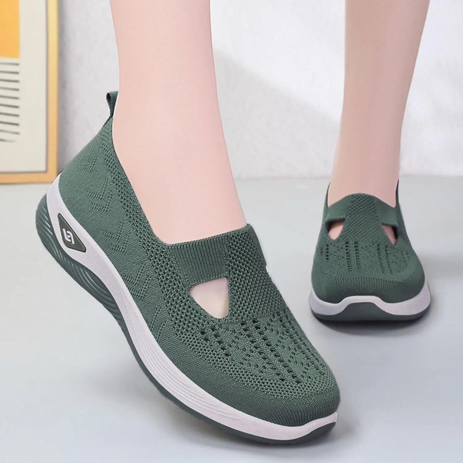 Cathalem Orthopedic Shoes for Women Go Walking Slip on Diabetic Foam Shoes Hands Free Slip in Sneakers