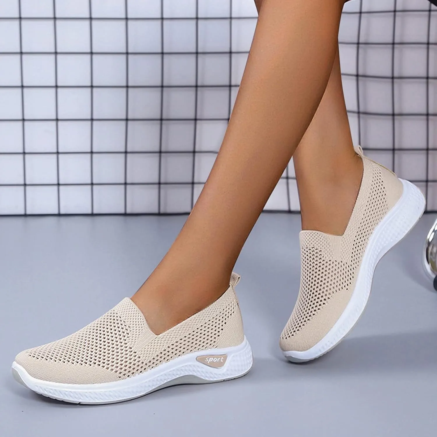 Cathalem Orthopedic Shoes for Women Woven Orthopedic Breathable Shoes Slip On Arch Support Walking Shoes Casual Running Shoes