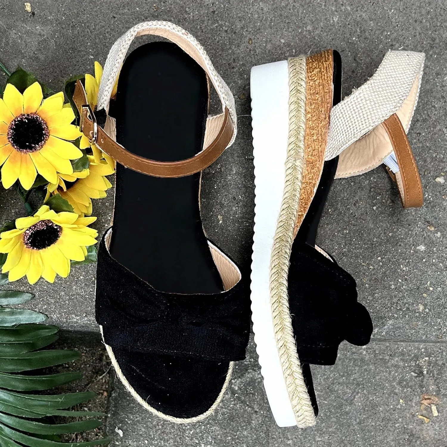 Cathalem Orthopedic Wedge Sandals for Women Open Toe Ankle Strap Platform Sandals Casual Strappy Sandals Zipper Summer Dressy Beach Sandals