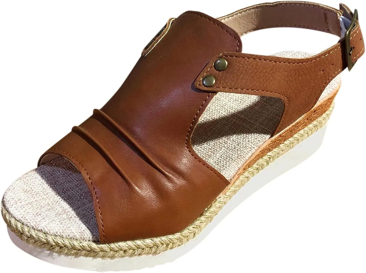 Cathalem Summer Sandals for Women 2024 Flat Open Toe Ankle Strap Espadrilles Sandals Casual Slip on Beach Sandals