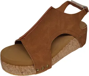 Cathalem Summer Sandals for Women 2024 Summer Platform Wedges Espadrille Heel Strappy Leather Arch Support Sandals
