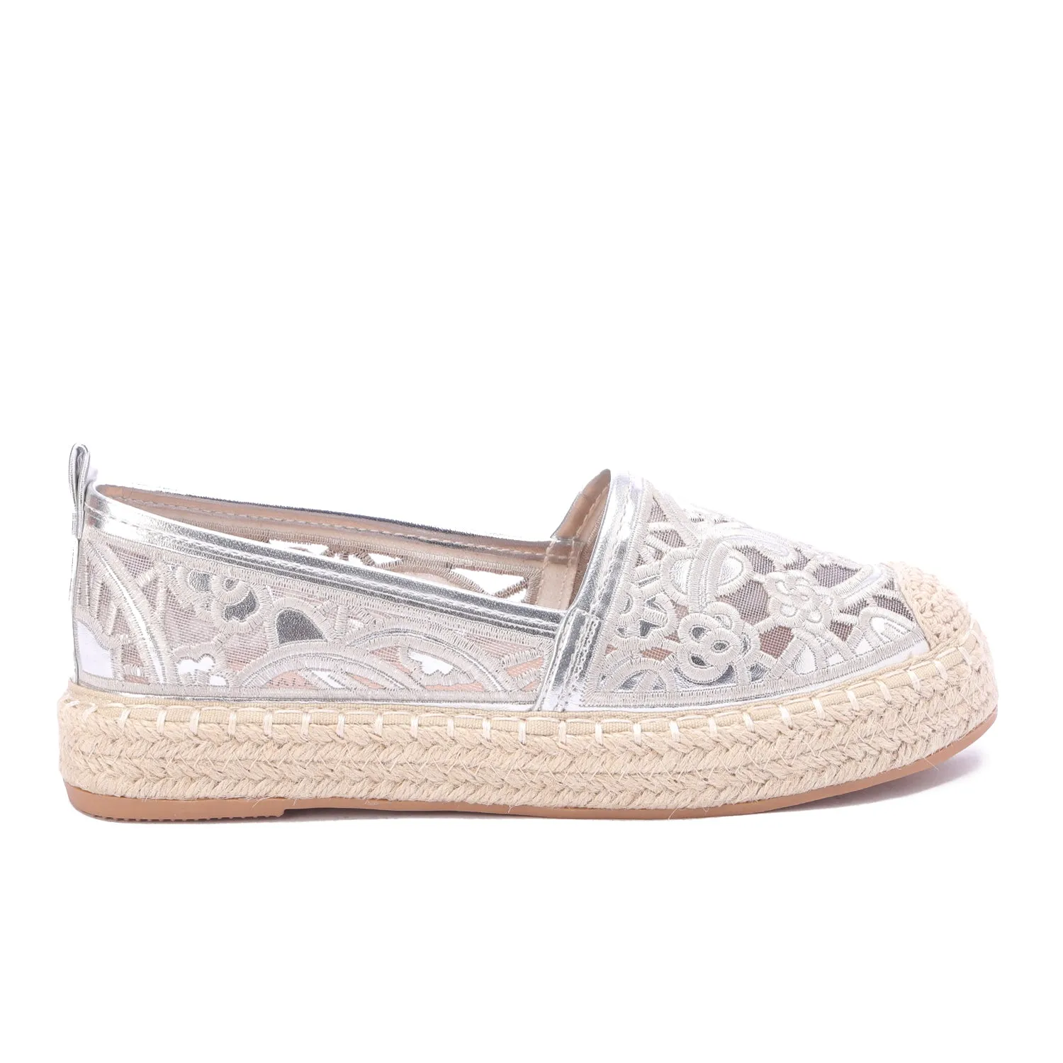 Celestia Lace Espadrille - Silver