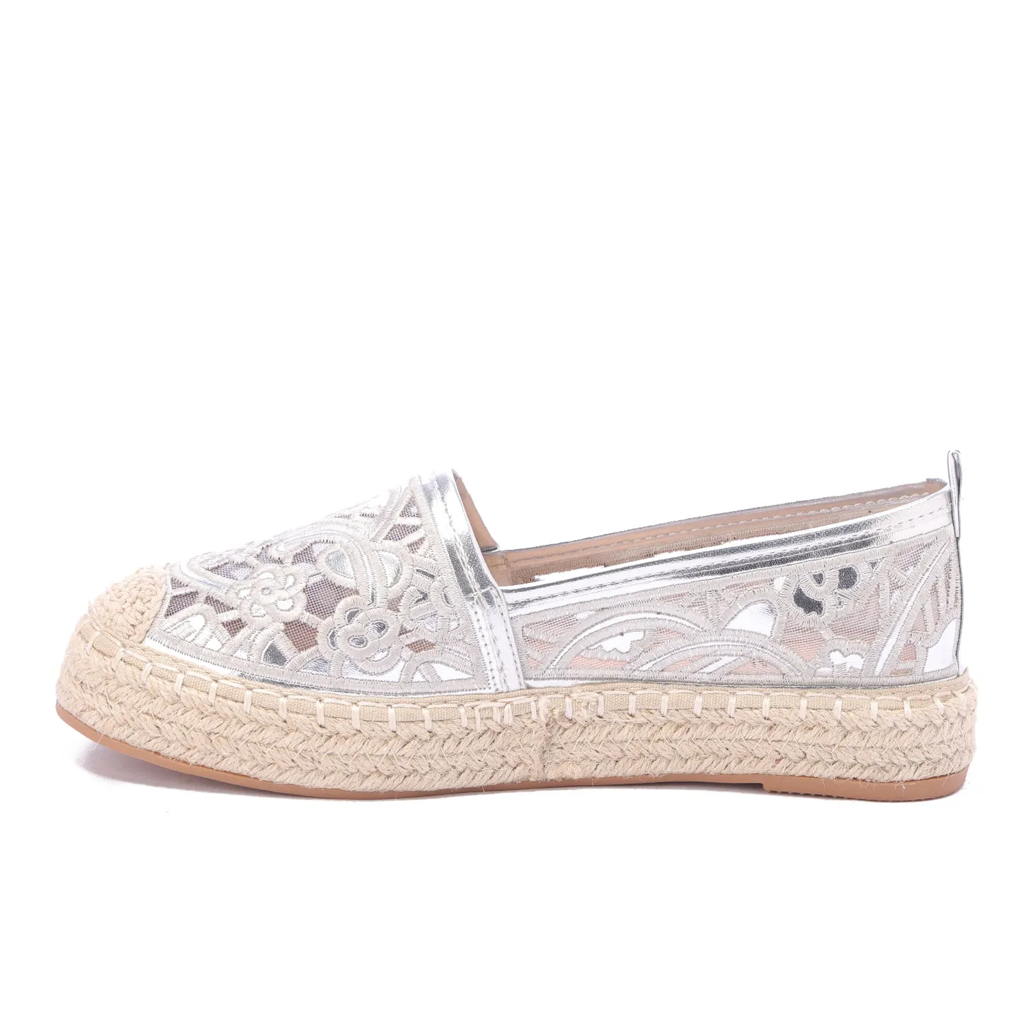 Celestia Lace Espadrille - Silver