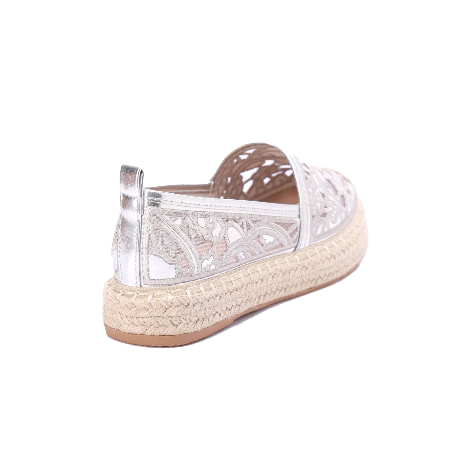 Celestia Lace Espadrille - Silver