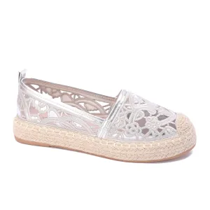 Celestia Lace Espadrille - Silver