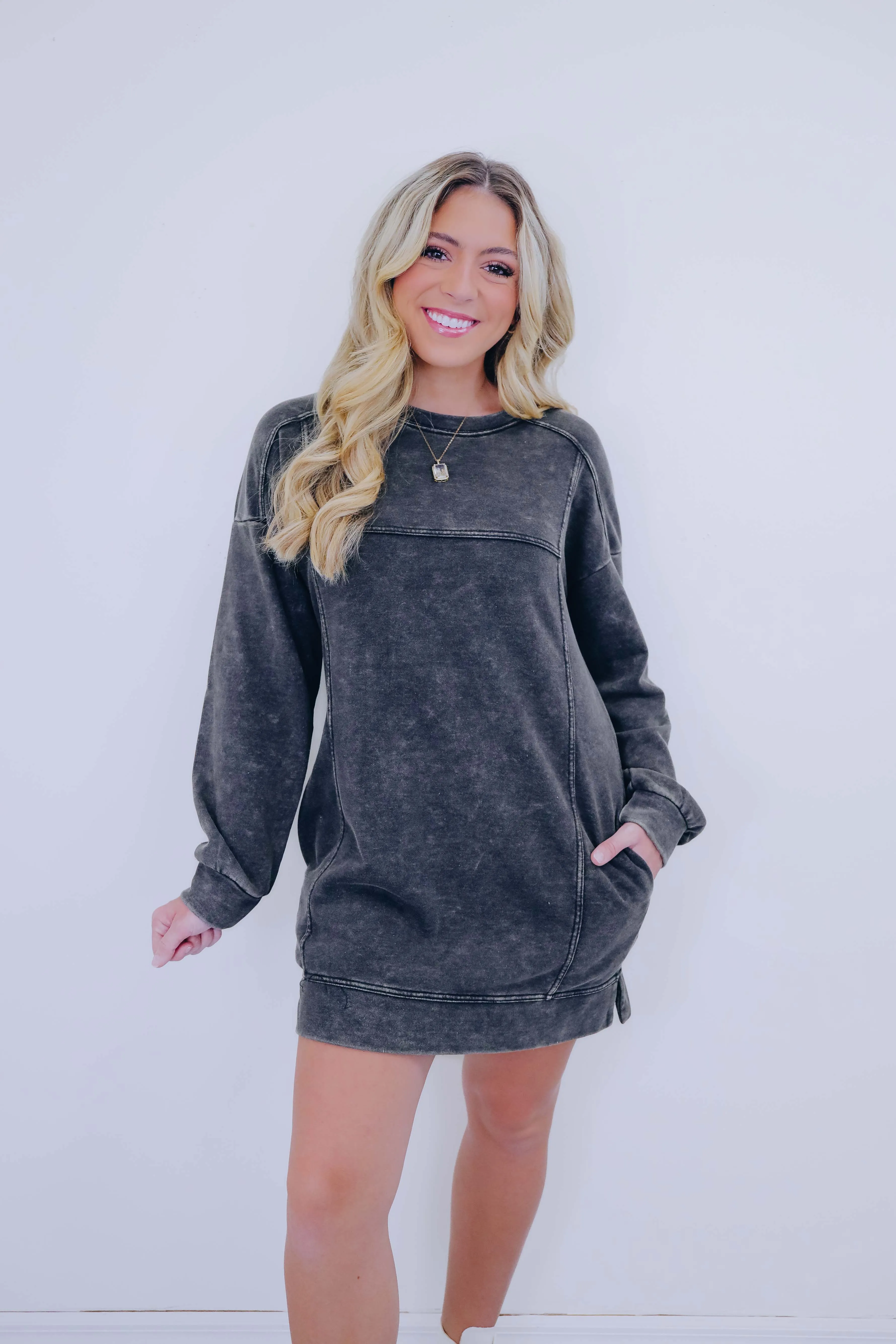 ***Classic Comfy Sweatshirt Dress - 5 Colors