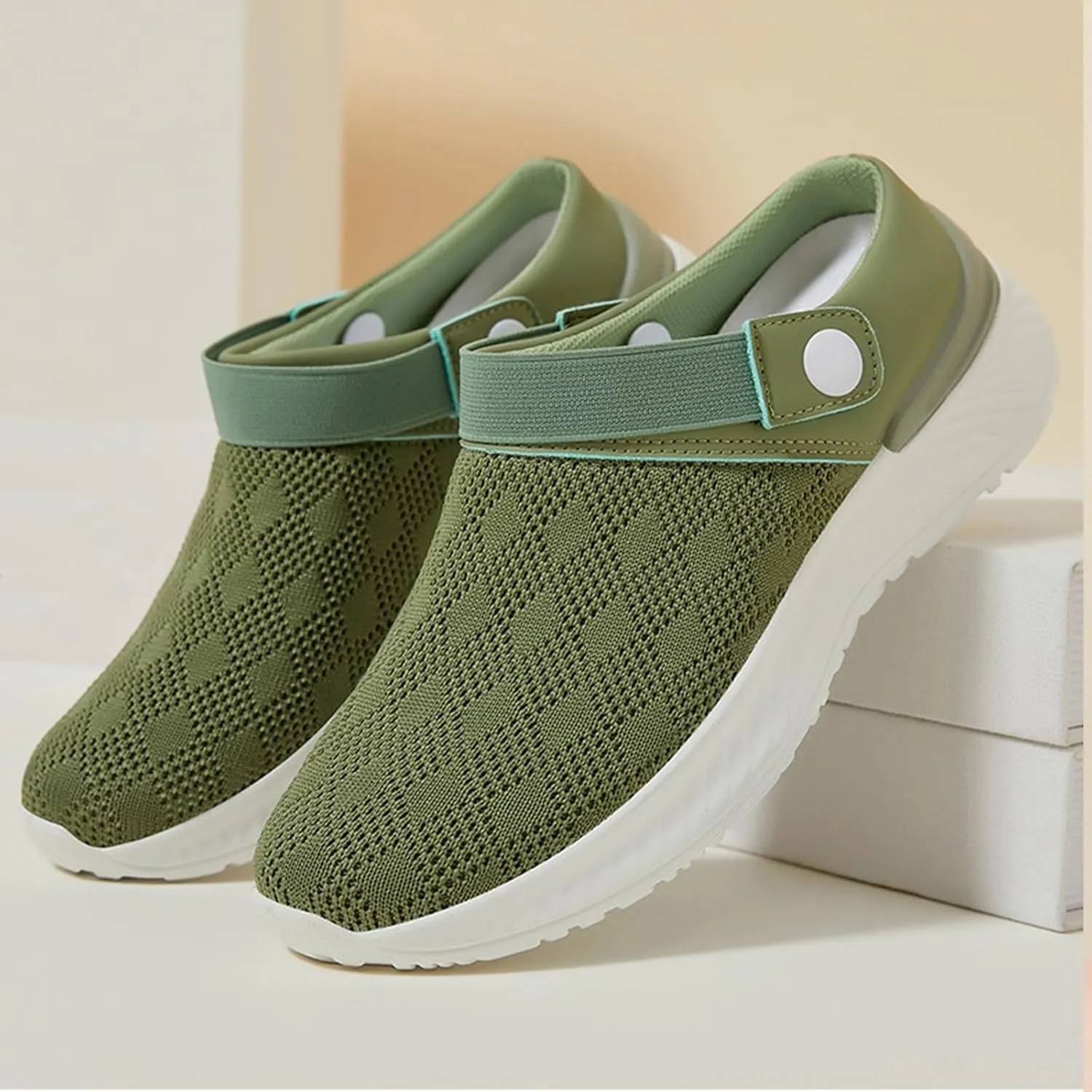 Clogs for Women Lightweight Breathable Sandals Comfortable Walking Shoes Air Cushion Platform Mesh Mules Outdoor Beach Pool Exercise Shoe Knit Open Back Slip on Shoes