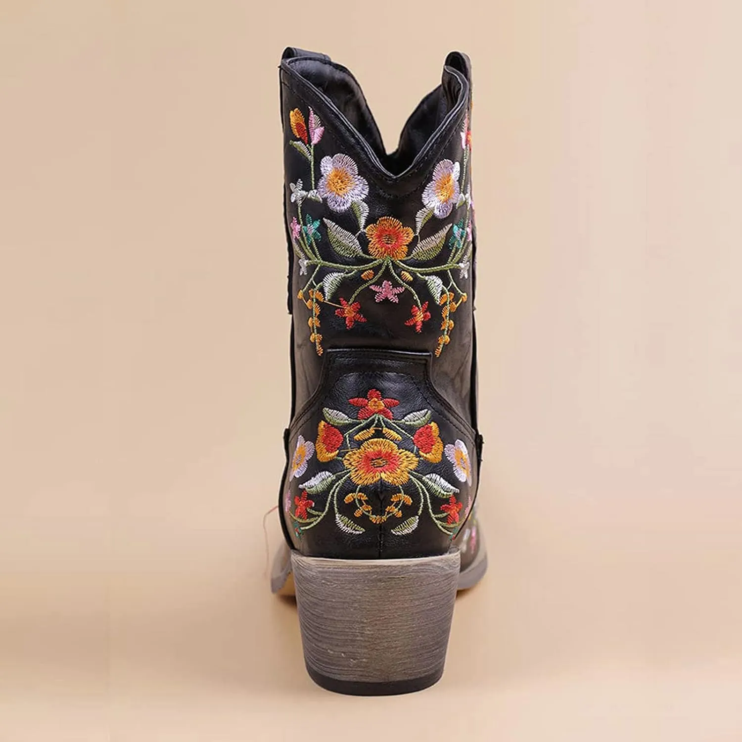 Cowboy Boots for Women Cowgirl Boots Western Fashion Stitched Embroidered Chunky Heels Slip on Black Cowgirl Boots