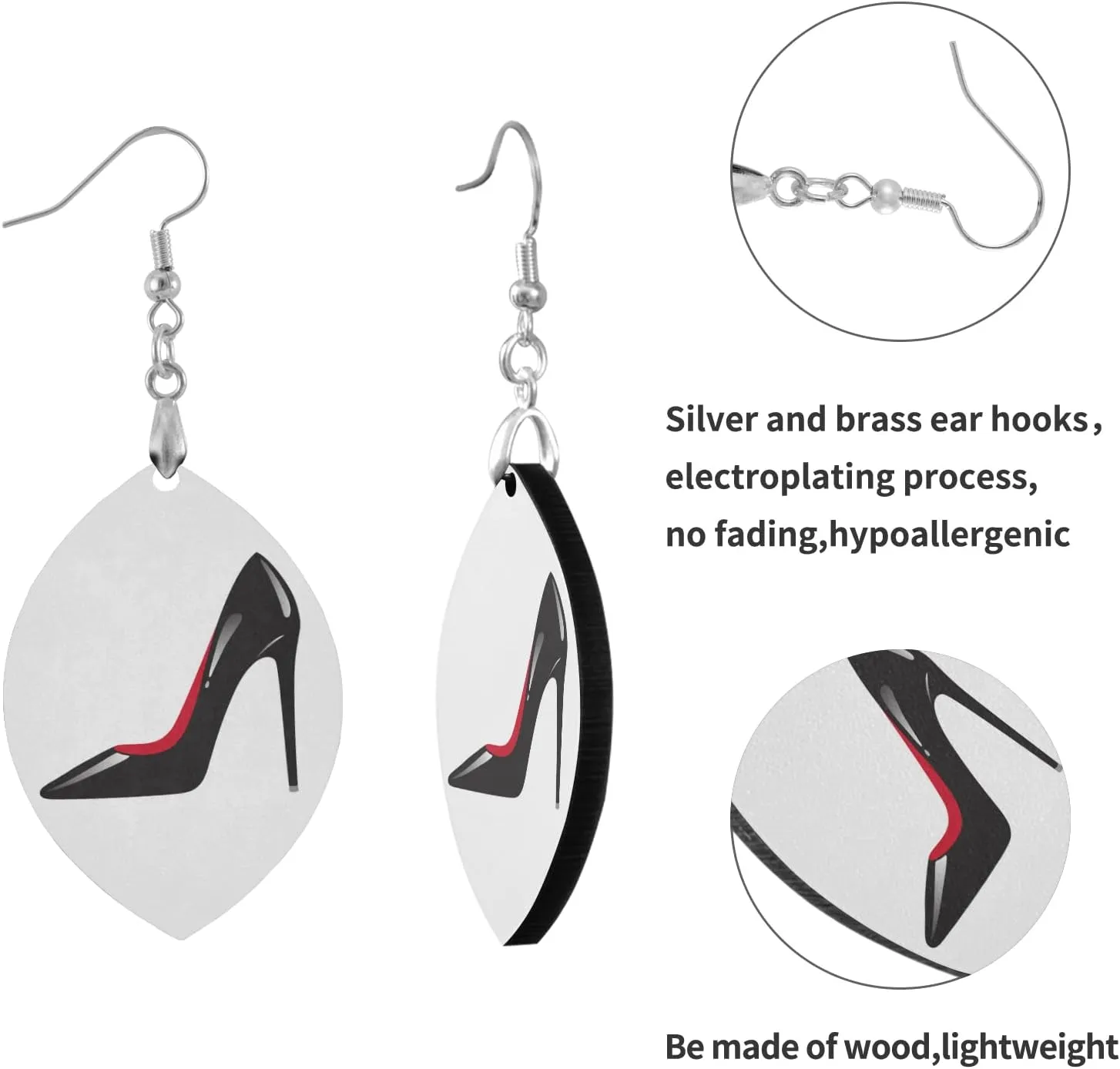 Custom Wooden Dangle Lightweight Drop/Leaf Earrings Copper Plated Silver Earring