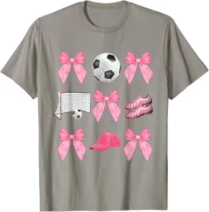 Cute Soccer Coquette Bow Ball Hat Shoes For Girls Women T-Shirt