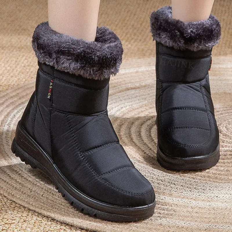 Cuzcare Women Casual Fur Snow Boots Nonslip Zipper Orthopedic Shoes