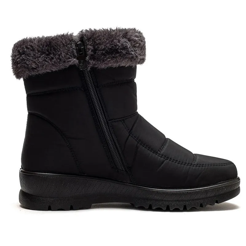 Cuzcare Women Casual Fur Snow Boots Nonslip Zipper Orthopedic Shoes