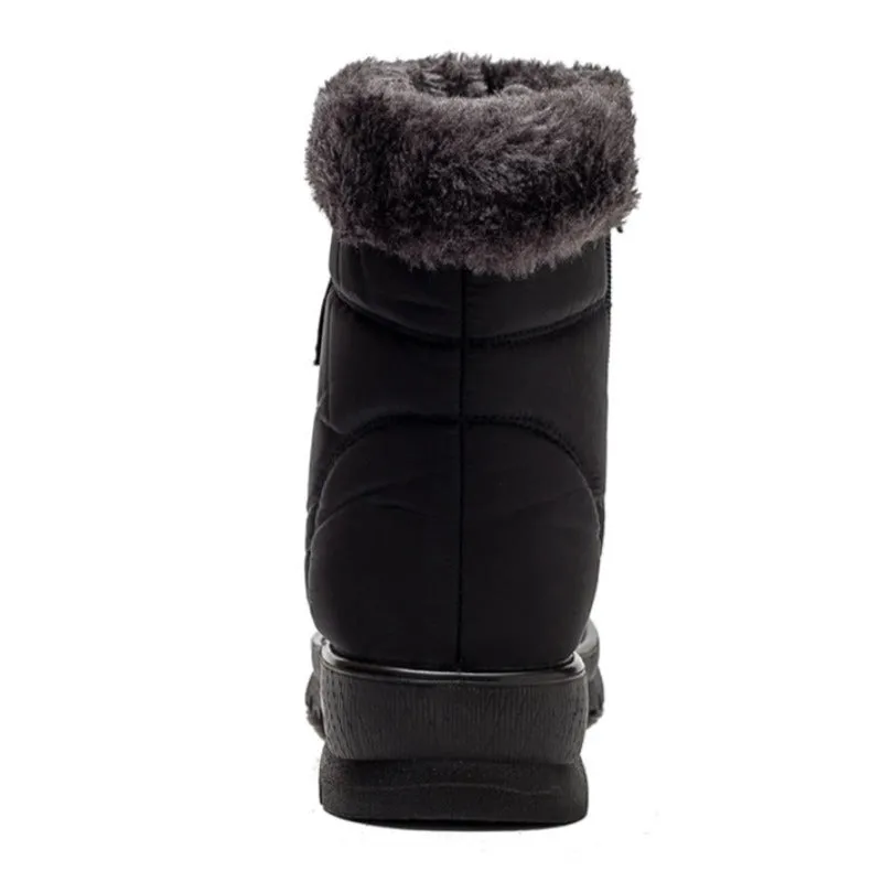 Cuzcare Women Casual Fur Snow Boots Nonslip Zipper Orthopedic Shoes