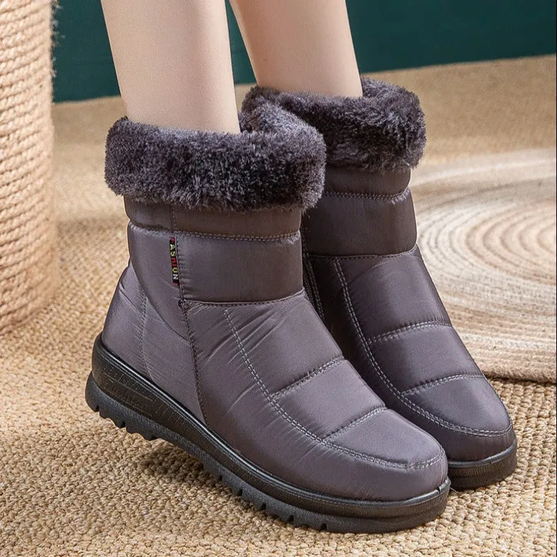 Cuzcare Women Casual Fur Snow Boots Nonslip Zipper Orthopedic Shoes