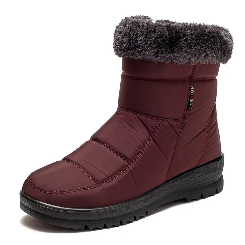 Cuzcare Women Casual Fur Snow Boots Nonslip Zipper Orthopedic Shoes