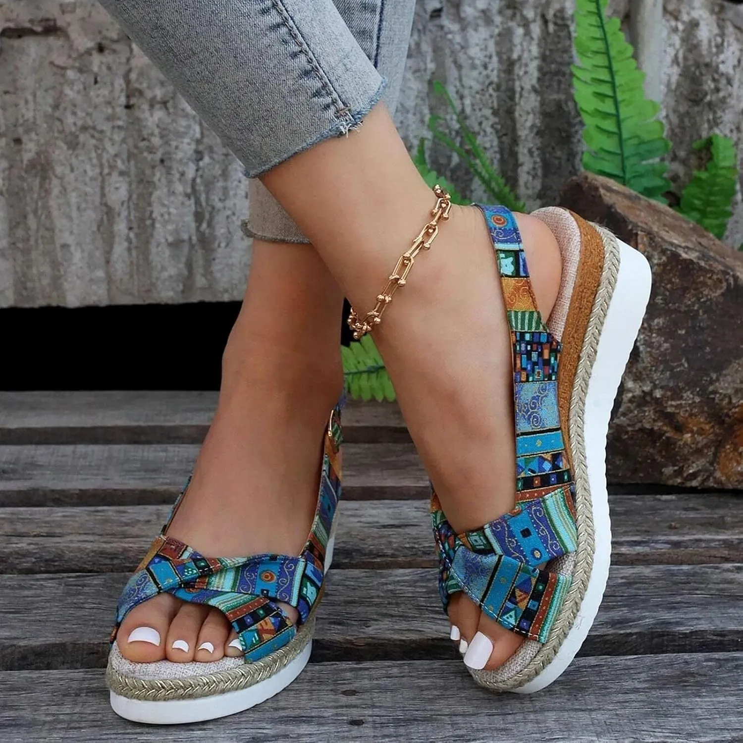Dheva-C Orthopedic Wedge Sandals for Women Summer Dressy 2024 Open Toe Ankle Strap Platform Slip on Sandals Casual Strappy Low Wedges Sandals Beach Sandals Dress Shoes Comfortable Outdoor Shoes
