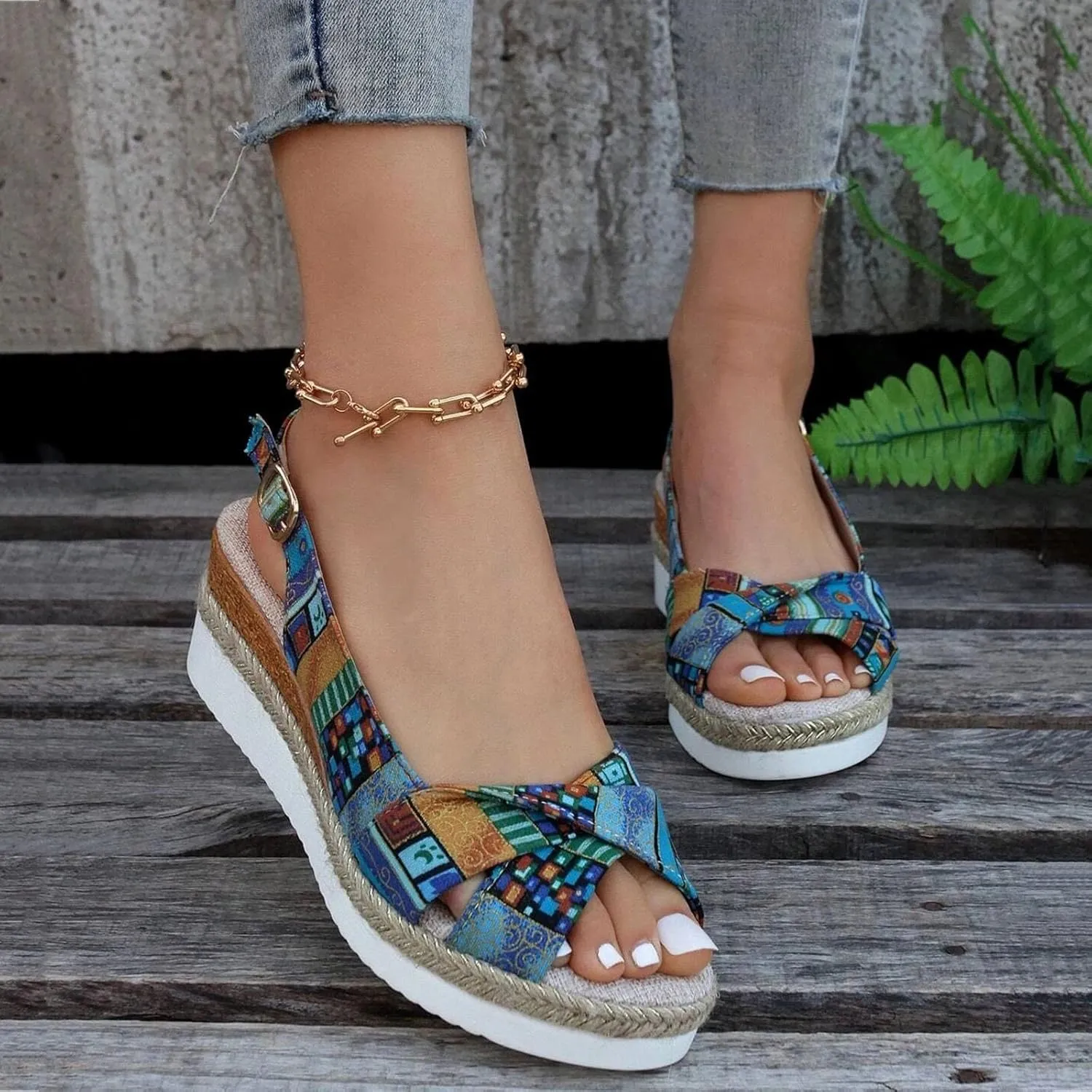 Dheva-C Orthopedic Wedge Sandals for Women Summer Dressy 2024 Open Toe Ankle Strap Platform Slip on Sandals Casual Strappy Low Wedges Sandals Beach Sandals Dress Shoes Comfortable Outdoor Shoes