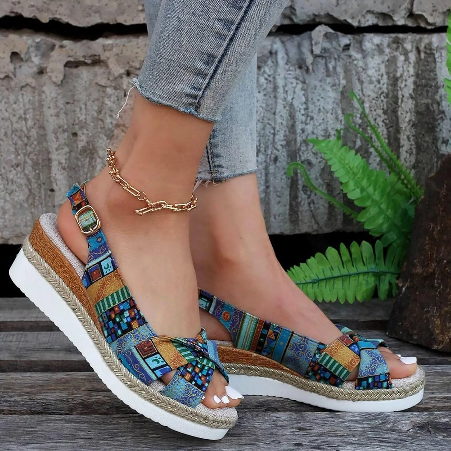 Dheva-C Orthopedic Wedge Sandals for Women Summer Dressy 2024 Open Toe Ankle Strap Platform Slip on Sandals Casual Strappy Low Wedges Sandals Beach Sandals Dress Shoes Comfortable Outdoor Shoes