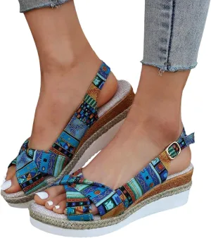 Dheva-C Orthopedic Wedge Sandals for Women Summer Dressy 2024 Open Toe Ankle Strap Platform Slip on Sandals Casual Strappy Low Wedges Sandals Beach Sandals Dress Shoes Comfortable Outdoor Shoes