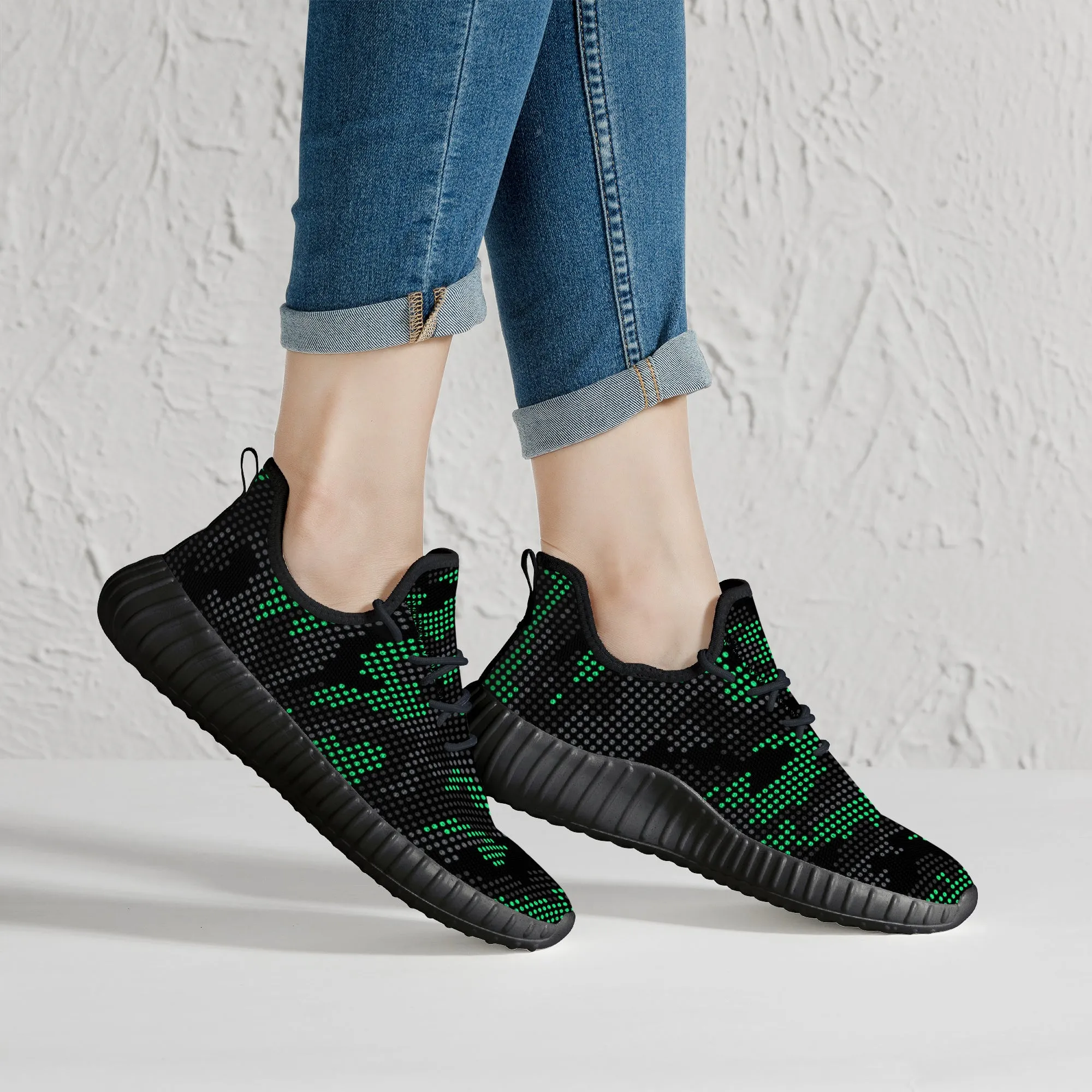 Digitized Green and Black Camo Premium Sneakers