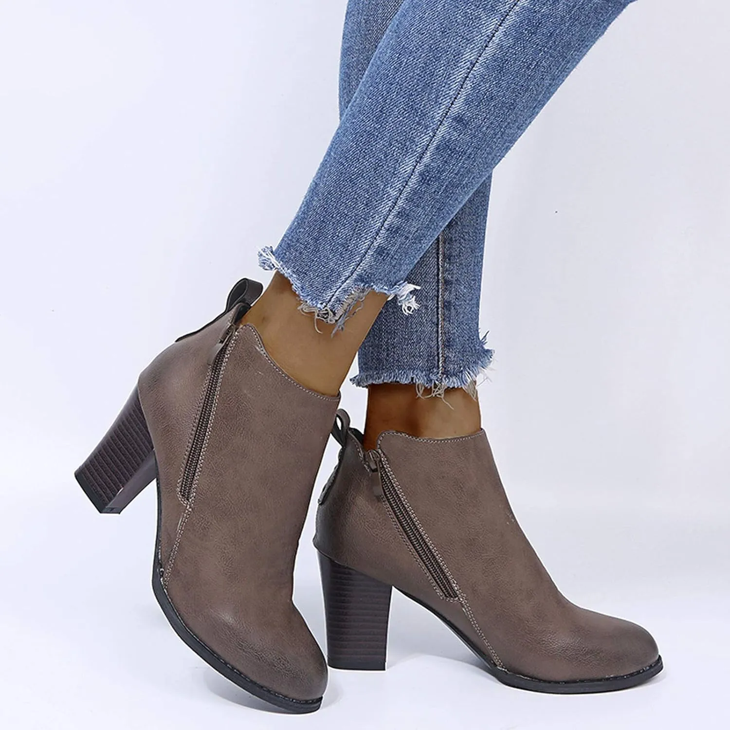 Dress Boots Women Ankle Western Boots for Women Blue Booties Dark Brown Ankle Boots for Women Women'S Leather Ankle Boots Zipper Winter Booties Wide Width White Cowboy Booties