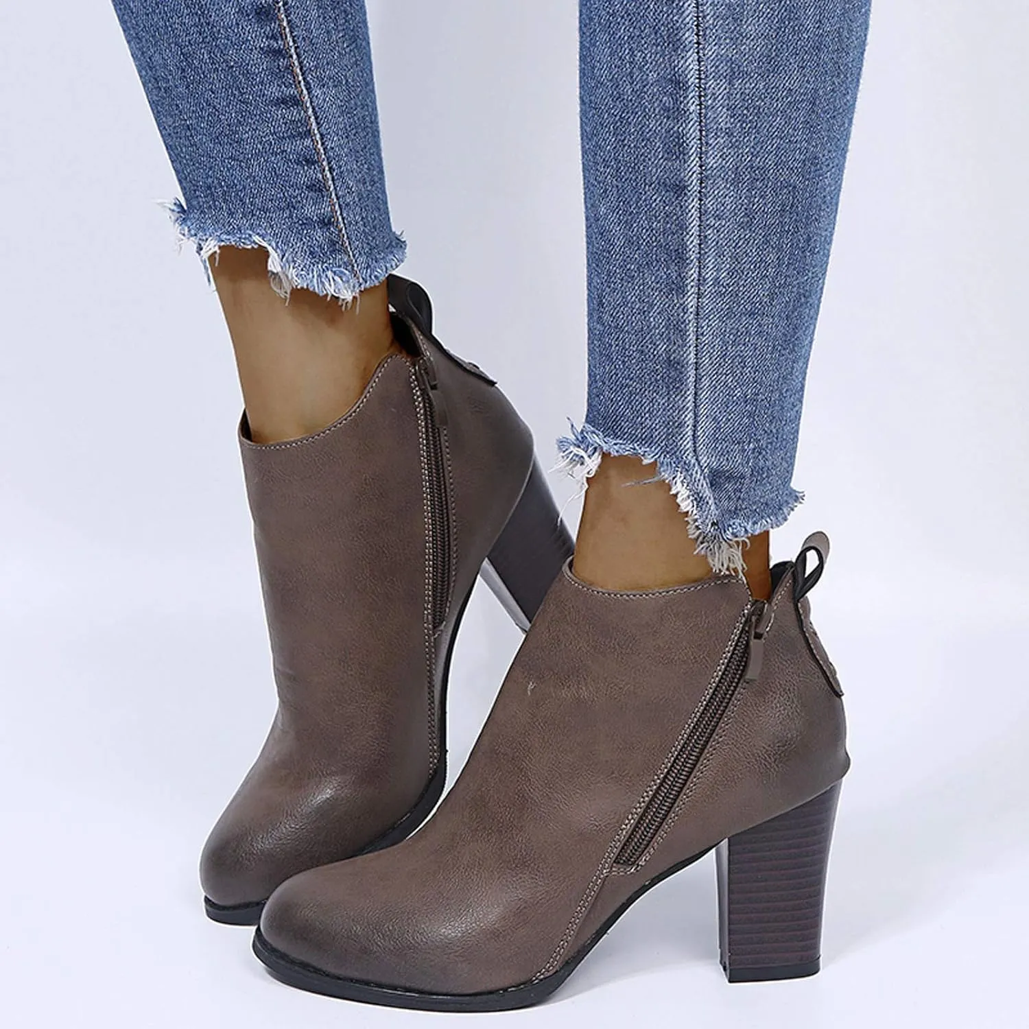 Dress Boots Women Ankle Western Boots for Women Blue Booties Dark Brown Ankle Boots for Women Women'S Leather Ankle Boots Zipper Winter Booties Wide Width White Cowboy Booties
