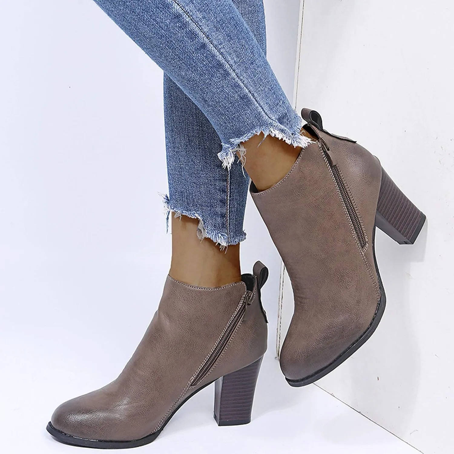 Dress Boots Women Ankle Western Boots for Women Blue Booties Dark Brown Ankle Boots for Women Women'S Leather Ankle Boots Zipper Winter Booties Wide Width White Cowboy Booties