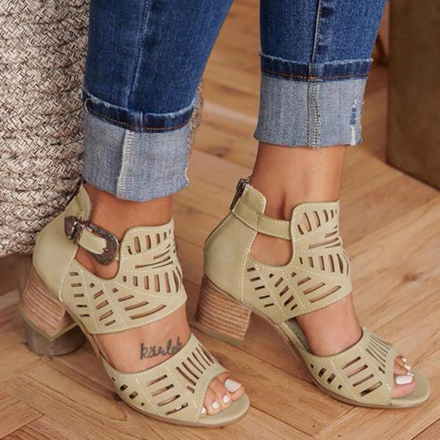 Dress Sandals for Women, Sandals Women Rhinestones Comfy Ankle Sandal Bling Hollow Out Shoes Summer Sandals