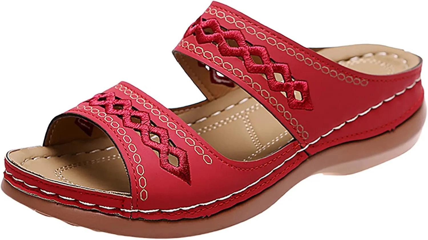 Eduavar Orthopedic Sandals for Women, Sandals for Women Dressy Summer Breathable Open Toe Flat Sandals Casual Beach Slippers