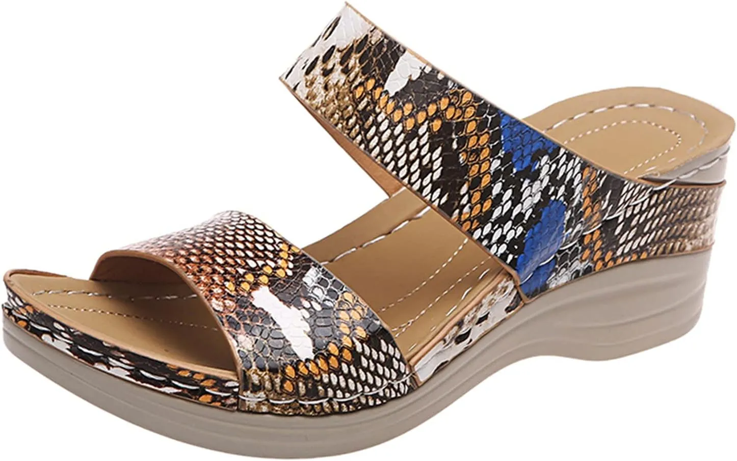 Eduavar Orthopedic Sandals for Women, Sandals Women Comfortable Leopard Print Wedge Platform Sandals with Arch Support