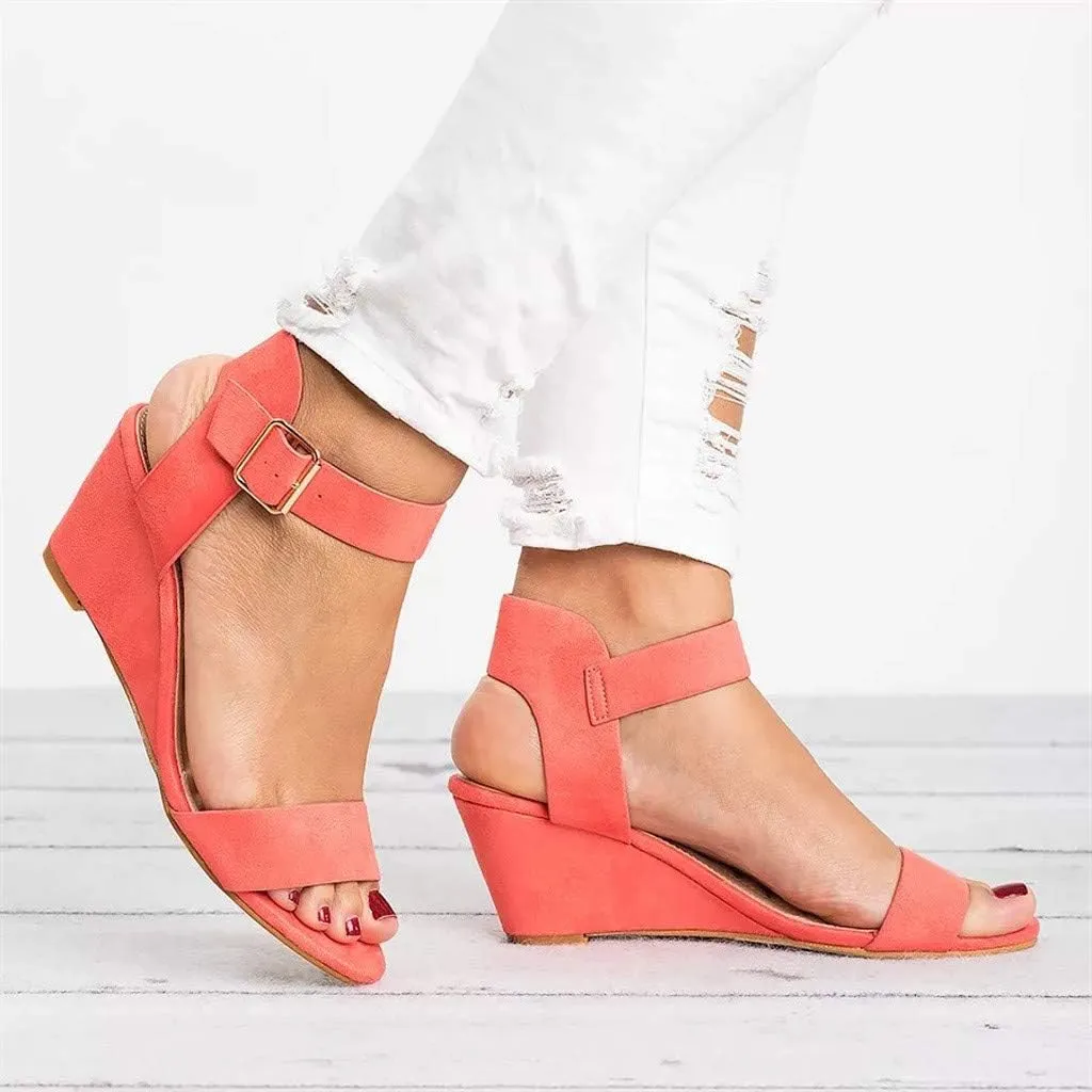 Eduavar Orthopedic Sandals for Women, Sandals Women Comfortable Open Toe Low Wedge Sandals Dressy Sandals with Ankle Strap