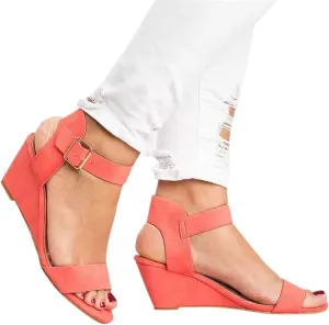 Eduavar Orthopedic Sandals for Women, Sandals Women Comfortable Open Toe Low Wedge Sandals Dressy Sandals with Ankle Strap
