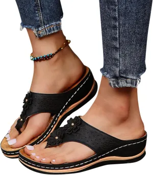 Eduavar Orthopedic Sandals for Women, Women Summer Slippers with Arch Support Anti-Slip Breathable Sandal Vintage Sandals