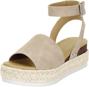 Eduavar Platform Sandals Women, Sandals for Women Dressy Summer Peep Toe Espadrille Platform Sandals Shoes with Buckle Strap