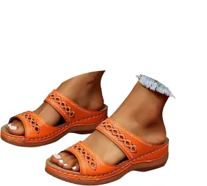 Eduavar Sandals for Women Casual Orthopedic Wedge Platform Sandals with Arch Support Comfortable Walking Slip on Slippers