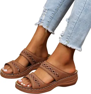 Eduavar Sandals for Women Casual Summer Orthopedic Sandals for Women Arch Support Sandals Women's Summer Flip Flops Slippers