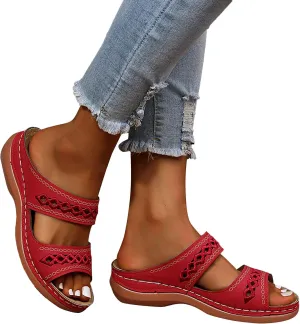Eduavar Sandals for Women Casual Summer Orthopedic Sandals for Women Arch Support Sandals Women's Summer Flip Flops Slippers
