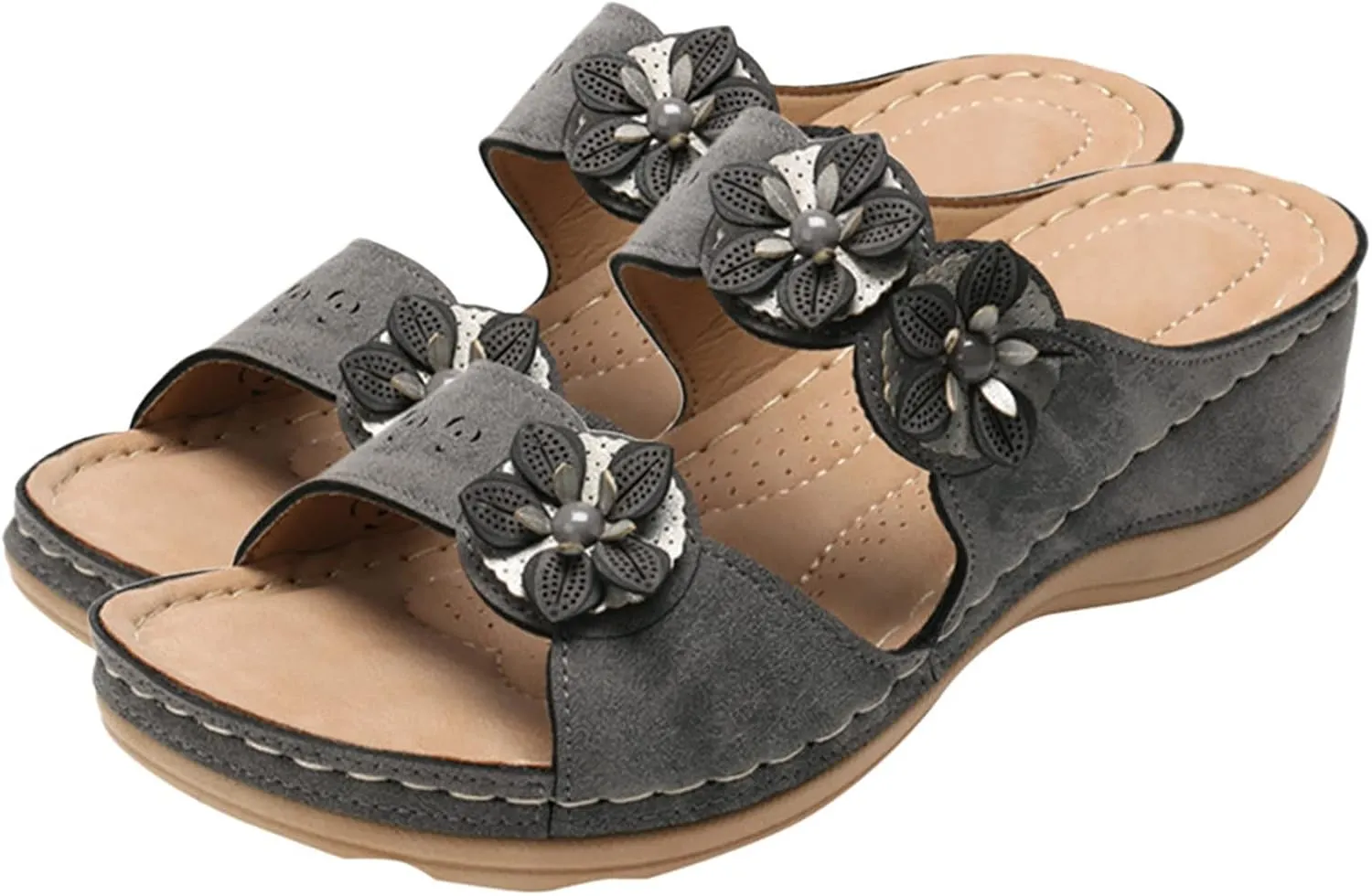 Eduavar Sandals for Women Casual Summer Orthopedic Sandals for Women Arch Support Sandals Women's Summer Flip Flops Slippers