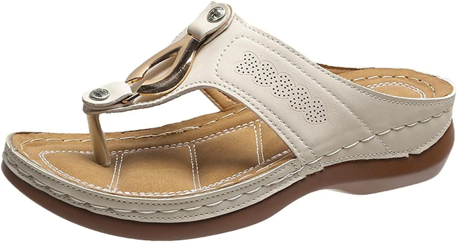 Eduavar Sandals for Women Dressy, Orthopedic Sandals for Women Walking Slippers Anti-Slip Sandal Slip On Flip Flops