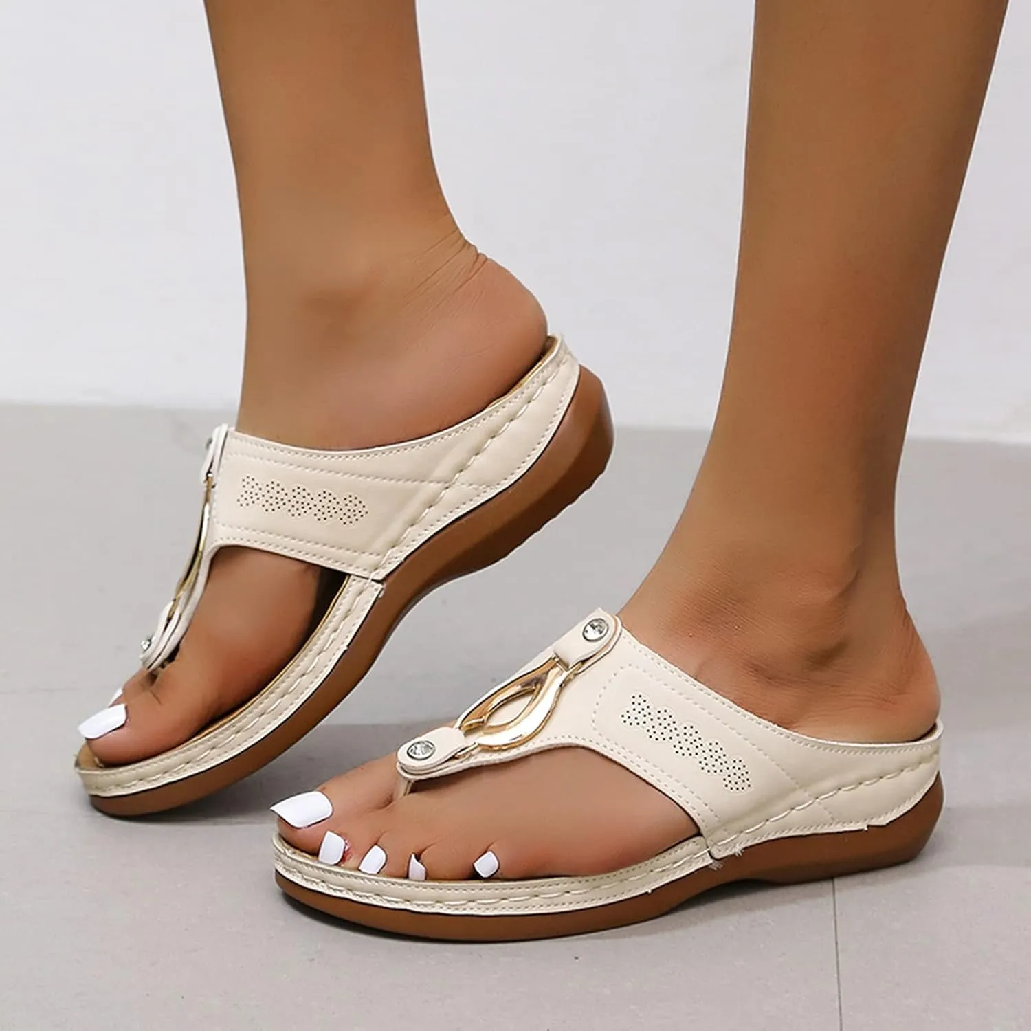 Eduavar Sandals for Women Dressy, Orthopedic Sandals for Women Walking Slippers Anti-Slip Sandal Slip On Flip Flops