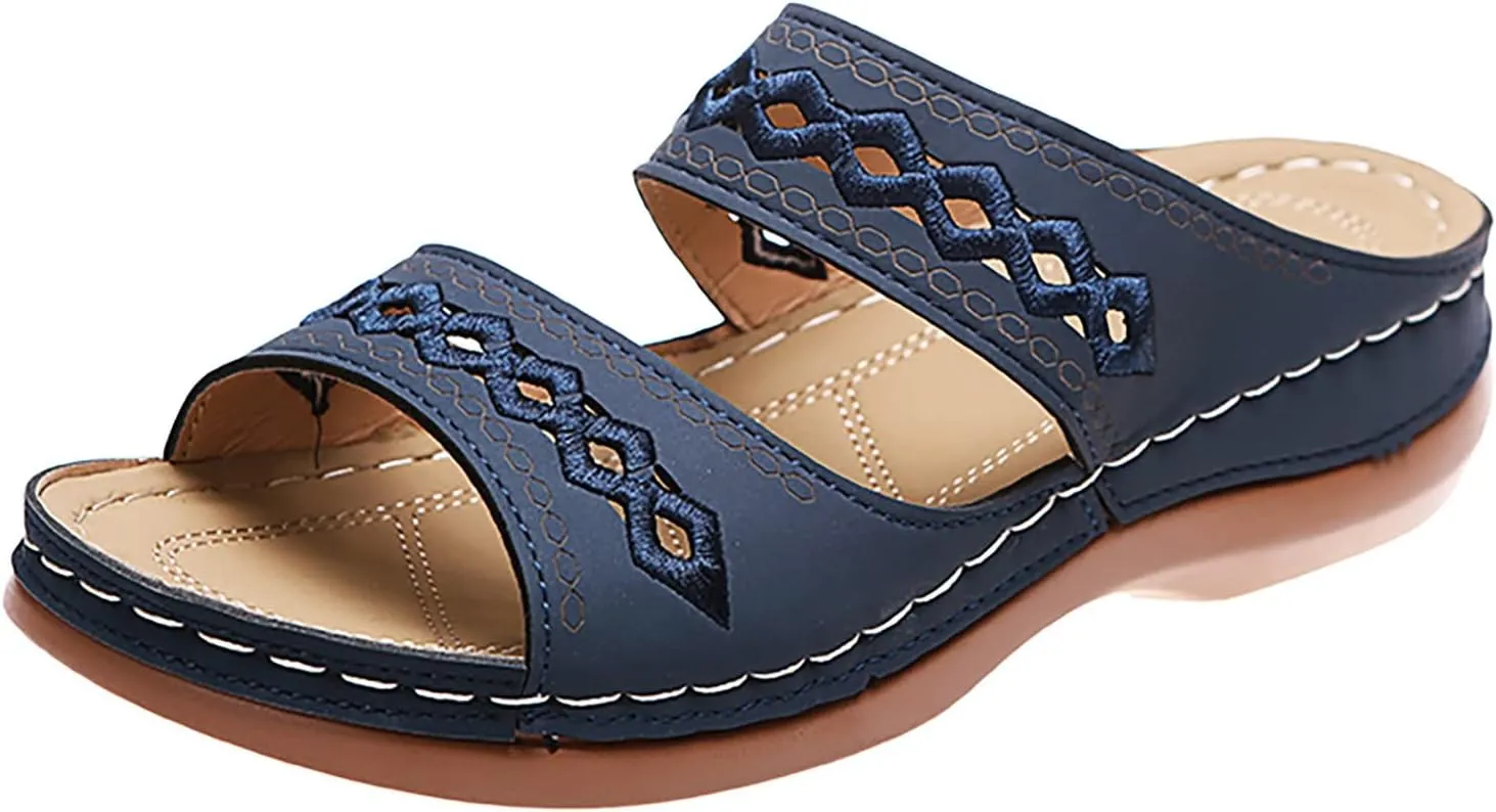 Eduavar Sandals for Women Dressy Summer, Orthopedic Sandals for Women Soft Comfortable Open Toe Sandals Summer Beach Slippers