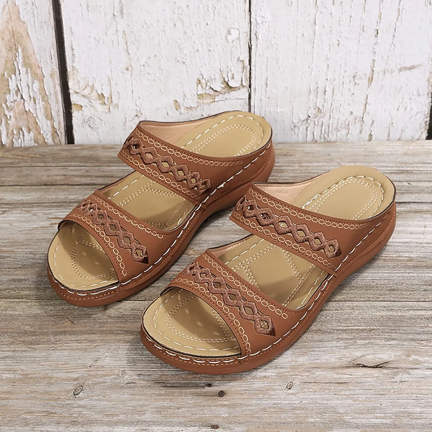 Eduavar Sandals for Women Dressy Summer, Orthopedic Sandals for Women Soft Comfortable Open Toe Sandals Summer Beach Slippers