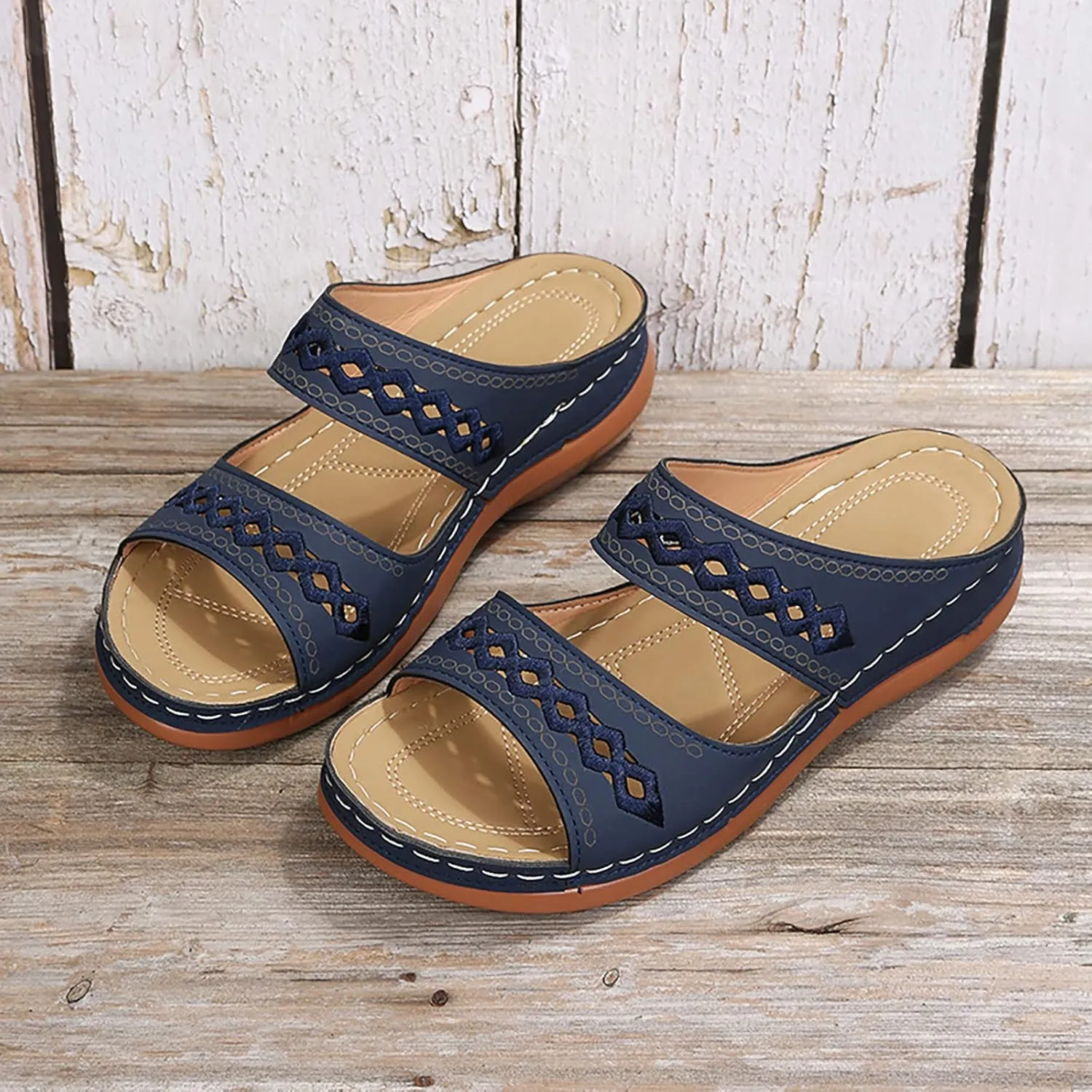 Eduavar Sandals for Women Dressy Summer, Orthopedic Sandals for Women Soft Comfortable Open Toe Sandals Summer Beach Slippers