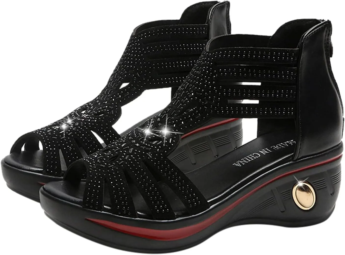 Eduavar Sandals Women Dressy Summer, Women Sandals Rhinestone Gladiator Flat Sandals Summer Dressy Open Toe Sandals