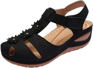 Eduavar Summer Sandals for Women, Women Sandals Dressy Comfortable Close Toe Sandals Cutout Wedge Sandals Shoes