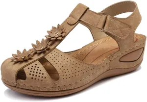 Eduavar Summer Sandals for Women, Women Sandals Dressy Comfortable Close Toe Sandals Cutout Wedge Sandals Shoes